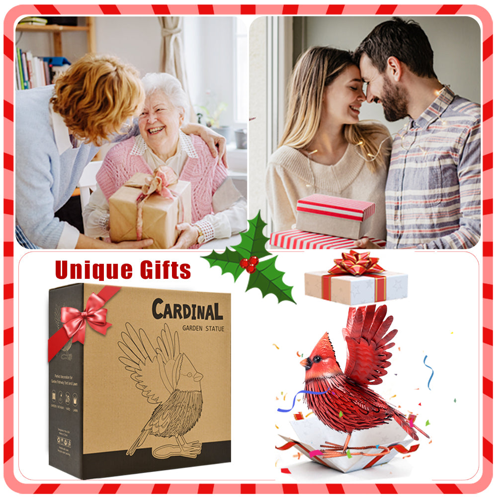 Cardinal Garden Decor Metal Yard Art Gifts - Garden Sculptures & Statues Large Red Bird Outdoor Decor,Gifts for Christmas/mom/Grandma/Wife/Daughter/Sister/Aunt/Grandma,Birthday Gifts for Women,Mother