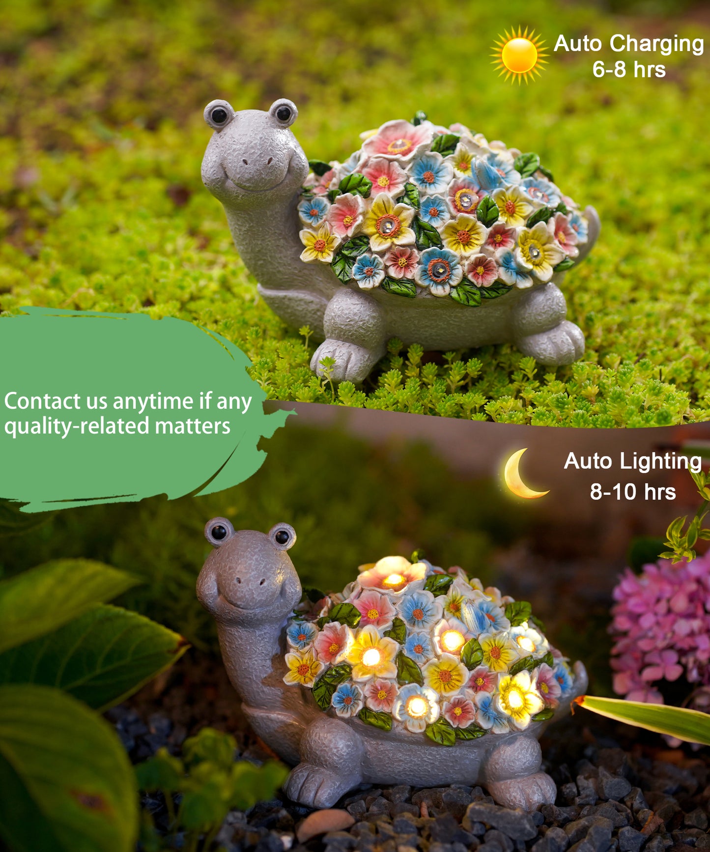 Nacome Solar Turtle Garden Decor with Flowers: Outdoor Clearance Statues Lights for Outside Lawn Ornaments Porch Patio Balcony Yard – Birthday Gifts for Mom Grandma Women