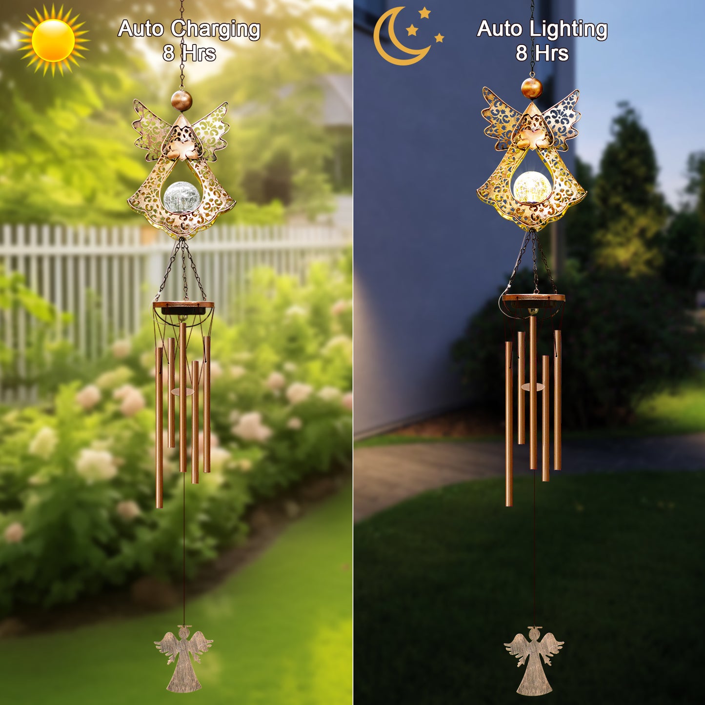 Solar Wind Chimes Outdoor Indoor Decor: Birthday Gifts for Mom/Grandma Outside Solar Lights for Garden Decor(Angel)