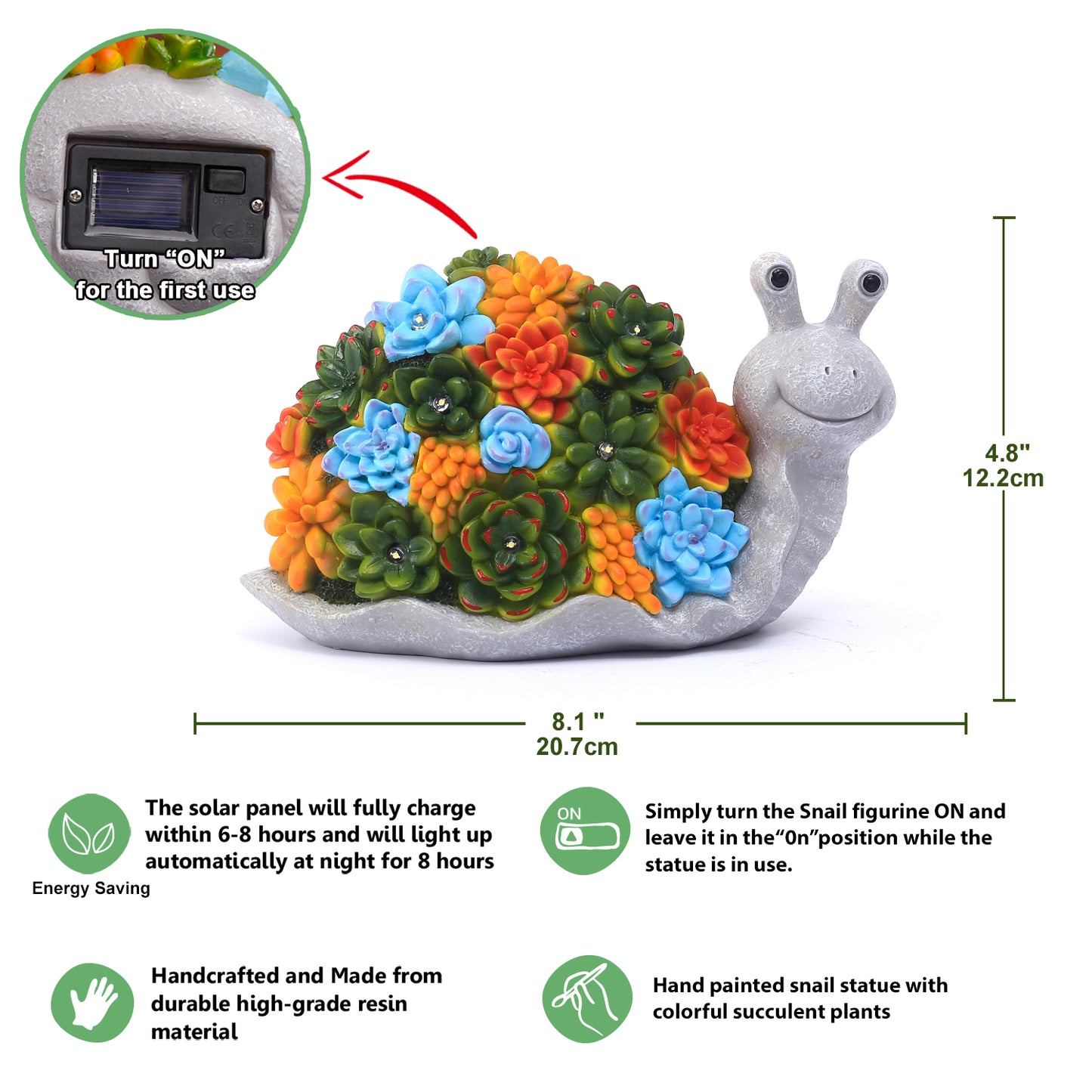 Nacome Snail Statues with Succulent for Garden Decor: Solar Outdoor Clearance Outside Yard Art Porch Patio Balcony Front Lawn Ornaments –Birthday Gifts for Mom Grandma Women