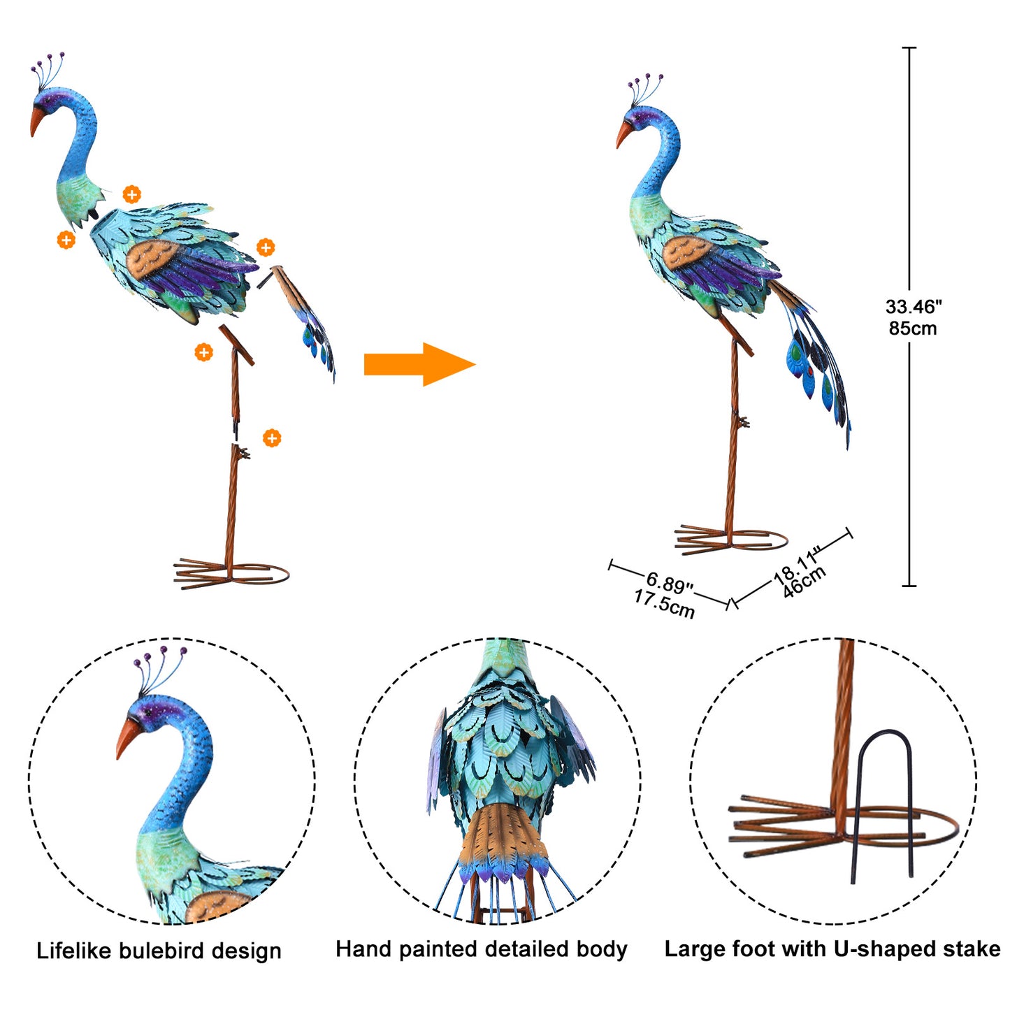 Nacome Metal Peacock Statues for Garden Decor: Outdoor Sculptures Clearance Lawn Ornaments for Patio Balcony Front Backyard - Unique Gifts for Grandma Mom