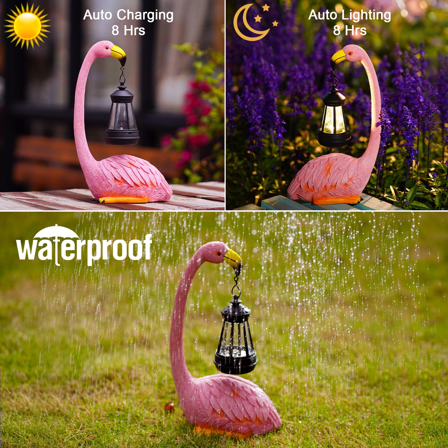 Nacome Flamingo Statues for Garden Yard Decor: Pink Flamingo with Solar Lantern Sculptures & Statues Clearance Lawn Ornaments Art for Home/Patio/Balcony/Front – Unique Gifts for Grandma/Mom/Mother