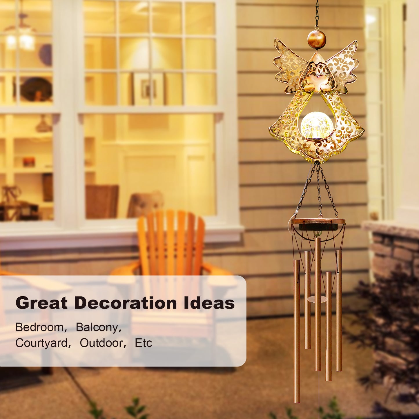 Solar Wind Chimes Outdoor Indoor Decor: Birthday Gifts for Mom/Grandma Outside Solar Lights for Garden Decor(Angel)