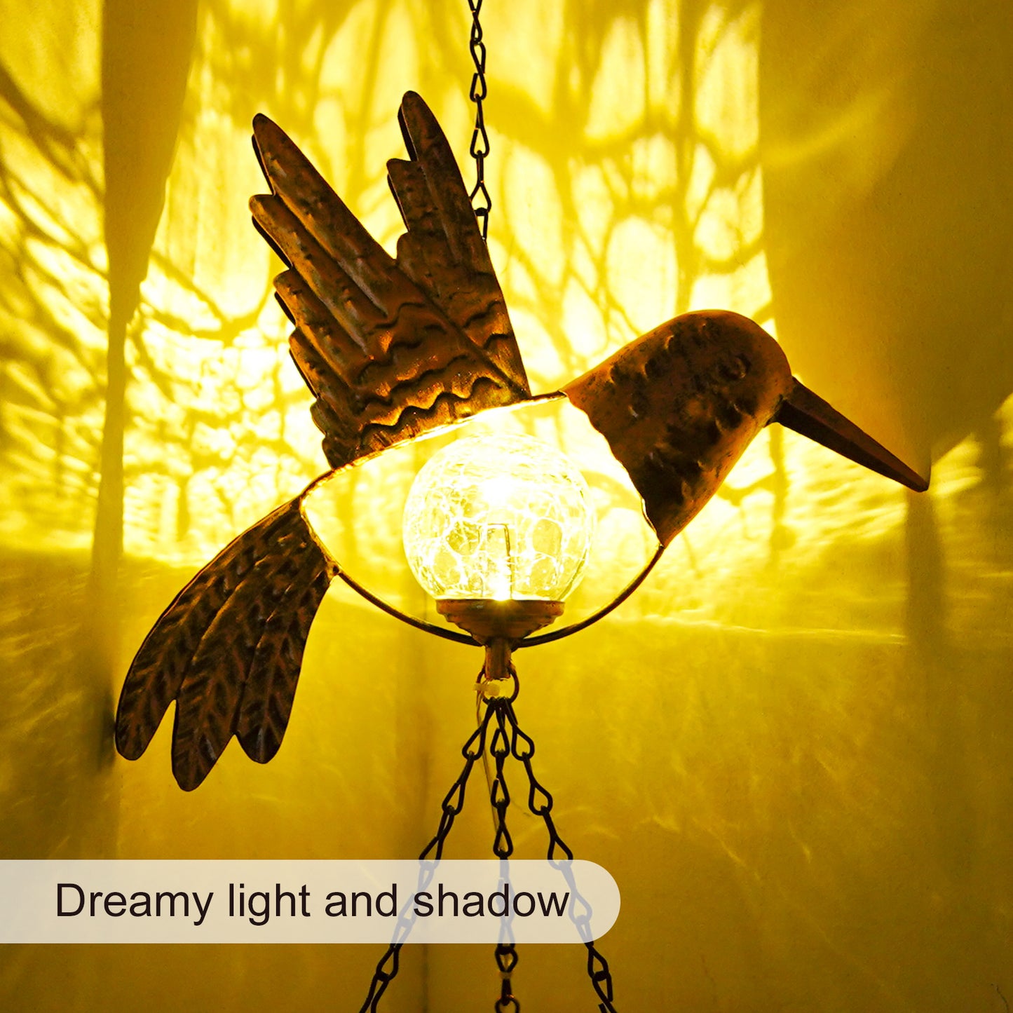 Solar Wind Chimes Outdoor Indoor Decor: Birthday Gifts for Mom/Grandma Outside Solar Lights for Garden Decor(Hummingbird)