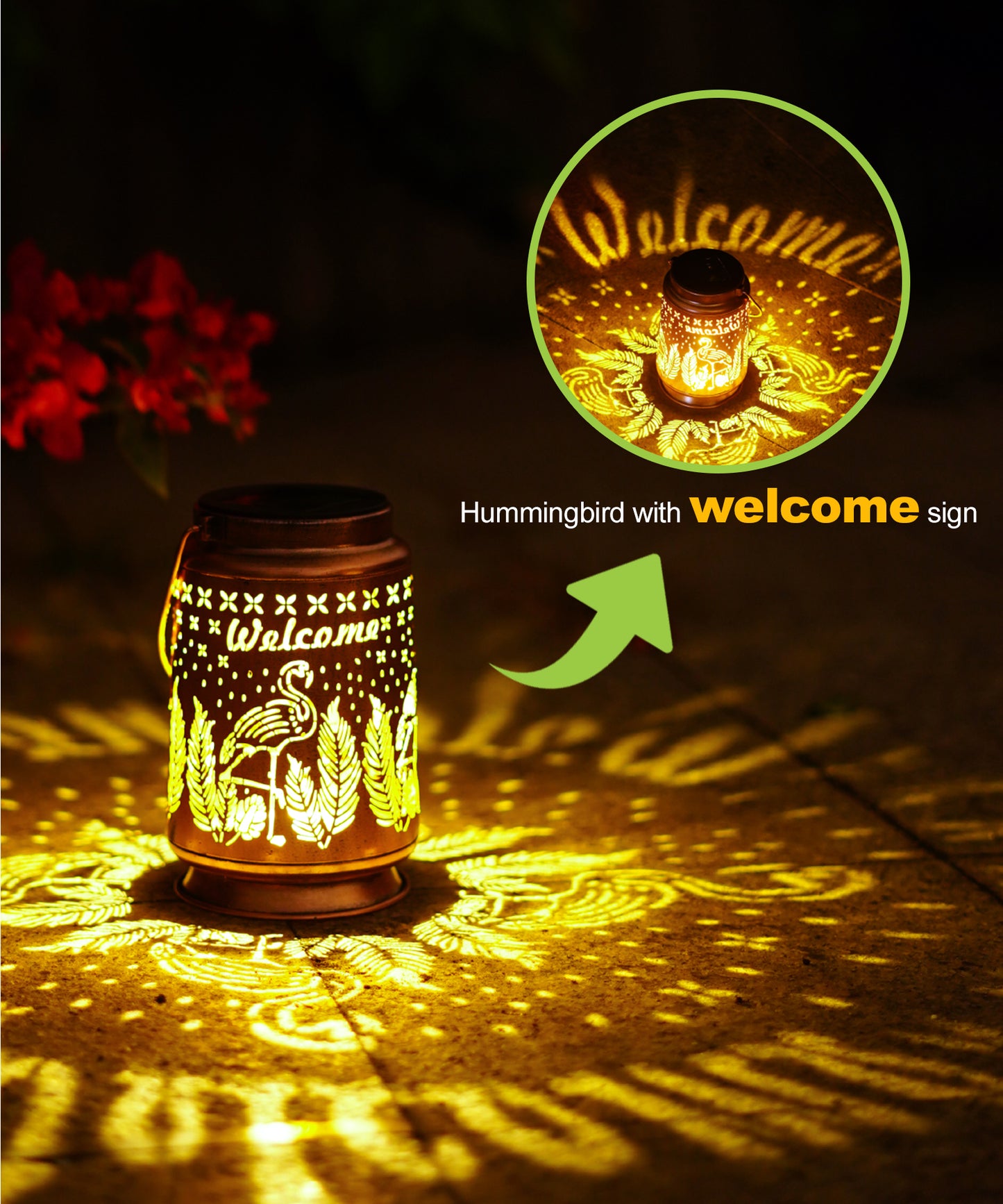 Nacome Flamingo Solar Lantern for Garden Decor: Waterproof Hanging Metal Decoration with LED Lights for Yard Lawn Porch Patio Landscape Pathway โ Birthday Gifts for Mom Grandma Women