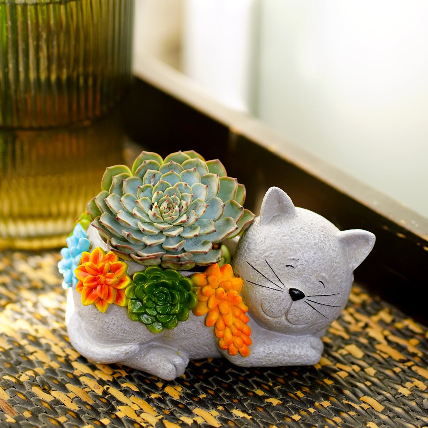 Nacome Cat Succulent Flower Plant Pots: Cute Planters for Outdoor Outside Office Decor Small Plants Cactus Live for Garden Home Desk Indoor – Plant Lovers Gifts for Mom/Women/Grandma