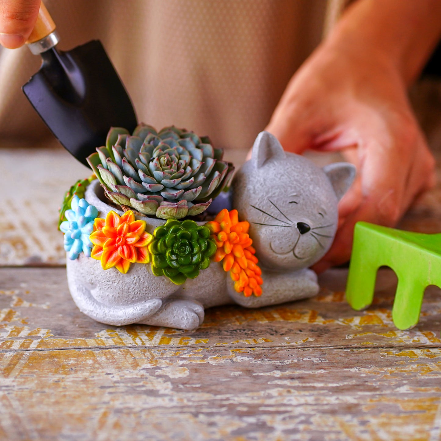 Nacome Cat Succulent Flower Plant Pots: Cute Planters for Outdoor Outside Office Decor Small Plants Cactus Live for Garden Home Desk Indoor – Plant Lovers Gifts for Mom/Women/Grandma