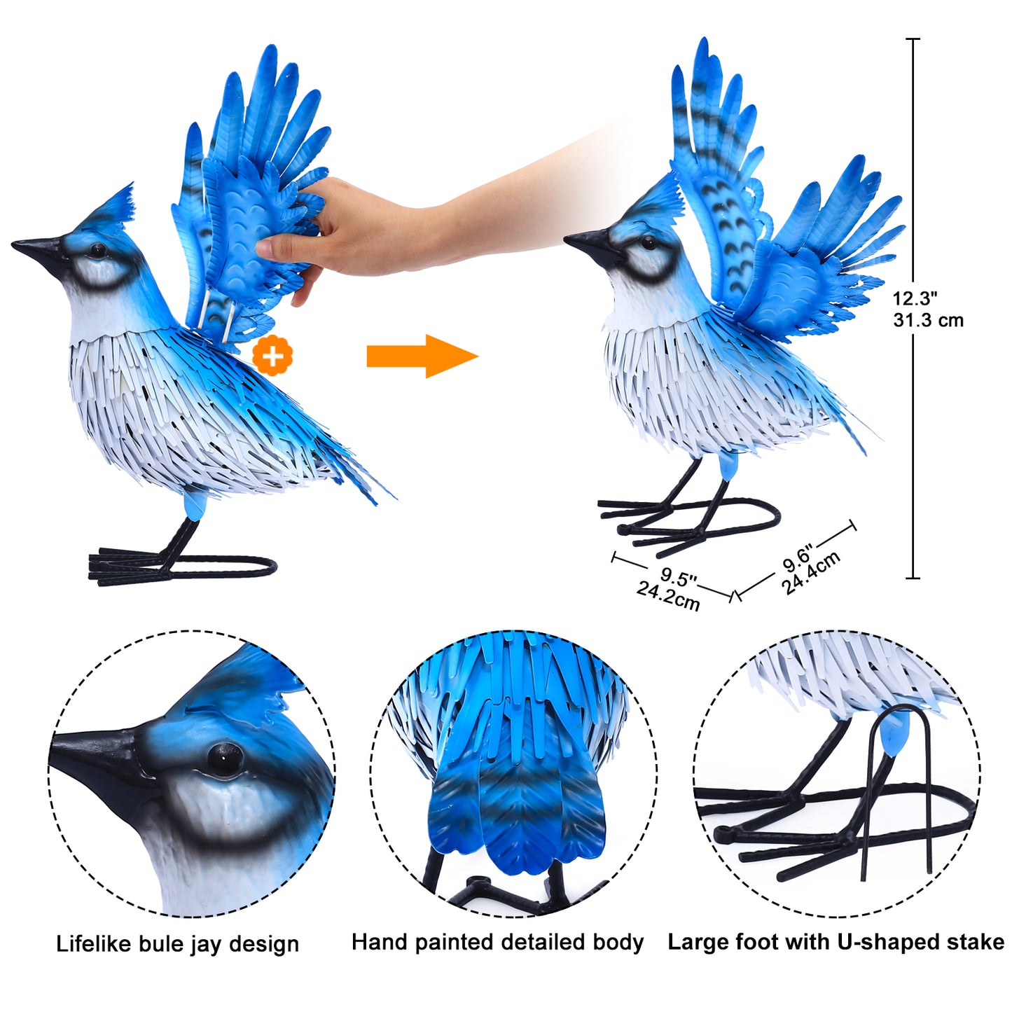 Nacome Blue Jay for Yard Art Statues: Garden Sculptures & Statues Clearance Lawn Decor for Patio Balcony Front - Gifts for Mom Grandma