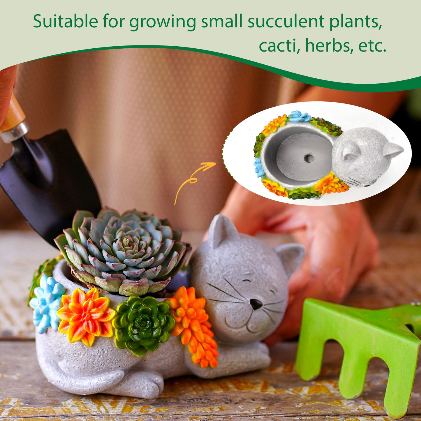 Nacome Cat Succulent Flower Plant Pots: Cute Planters for Outdoor Outside Office Decor Small Plants Cactus Live for Garden Home Desk Indoor – Plant Lovers Gifts for Mom/Women/Grandma