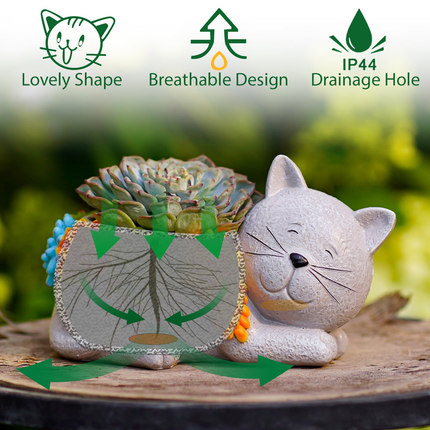 Nacome Cat Succulent Flower Plant Pots: Cute Planters for Outdoor Outside Office Decor Small Plants Cactus Live for Garden Home Desk Indoor – Plant Lovers Gifts for Mom/Women/Grandma