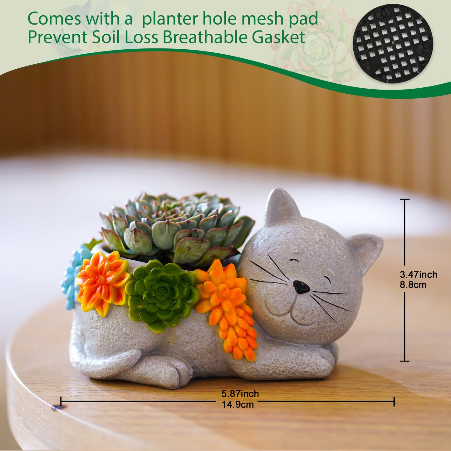 Nacome Cat Succulent Flower Plant Pots: Cute Planters for Outdoor Outside Office Decor Small Plants Cactus Live for Garden Home Desk Indoor – Plant Lovers Gifts for Mom/Women/Grandma