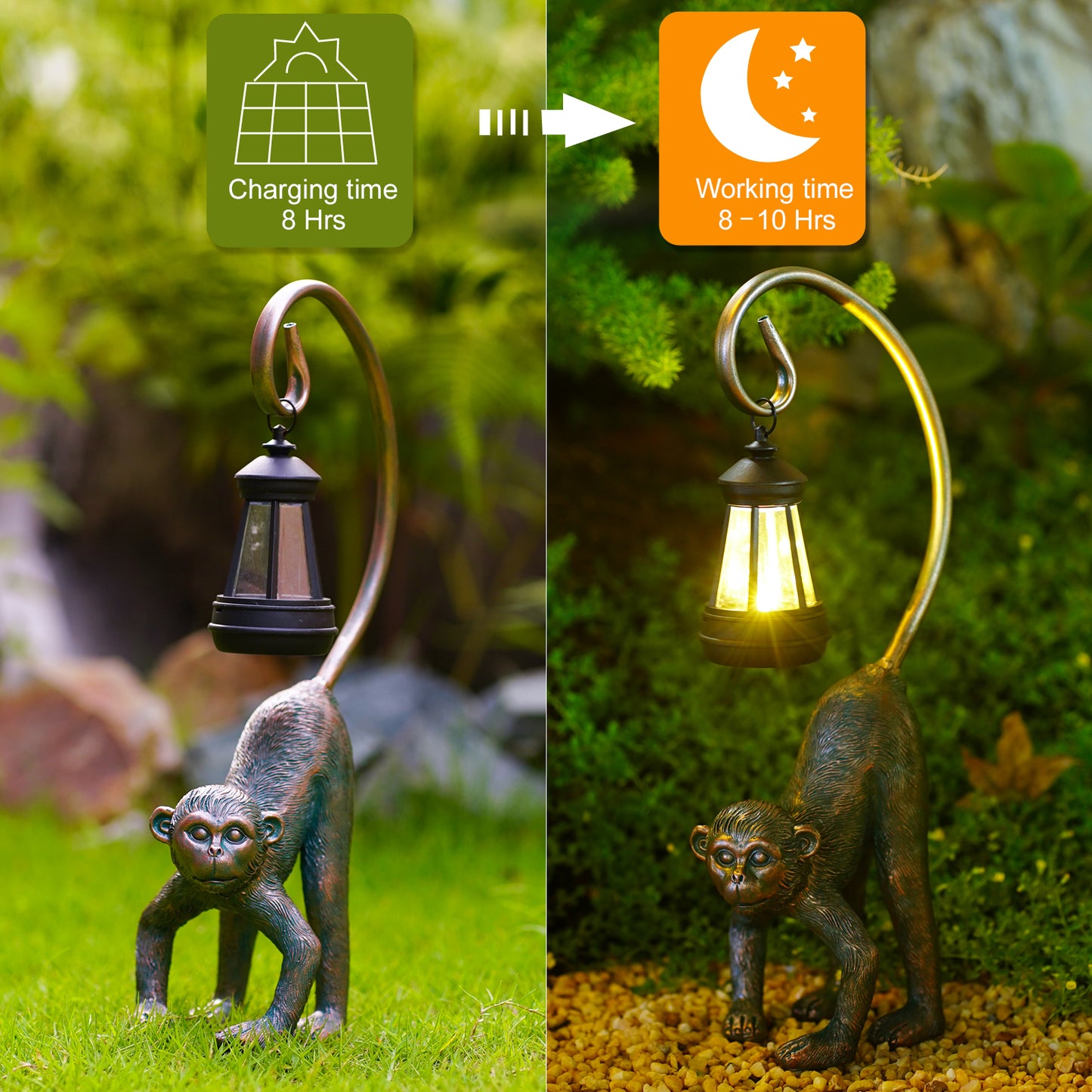 Nacome Solar Monkey Statues for Outdoor Decor: Chimpanzee Sculptures for Home Office Desk Shelf Garden Decor Clearance Outside Lawn Patio/Balcony/Front/Yard Art – Unique Gifts