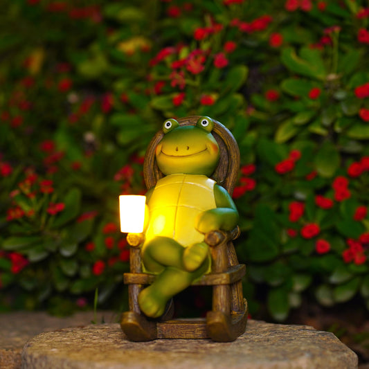 Nacome Turtle Statues for Fairy Garden Accessories: Solar Outdoor Decor Figurine for Clearance Outside Lawn Ornaments Porch Patio Balcony – Birthday Small Gifts for Grandma Mom