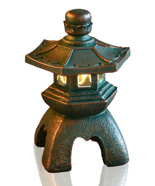 Nacome Solar Pagoda Lantern Garden Statue,Indoor/Outdoor Zen Asian Decor for Landscape Balcony,Garden,Patio,Porch Yard Art Ornament,Polyresin, Stone Finish