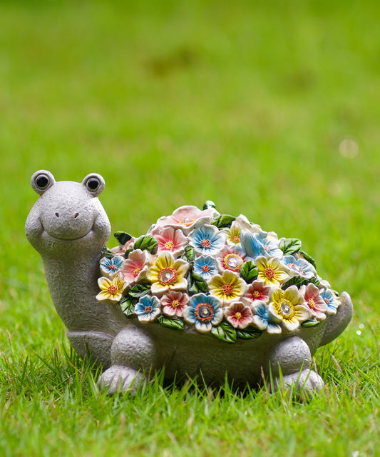Nacome Solar Turtle Garden Decor with Flowers: Outdoor Clearance Statues Lights for Outside Lawn Ornaments Porch Patio Balcony Yard – Birthday Gifts for Mom Grandma Women