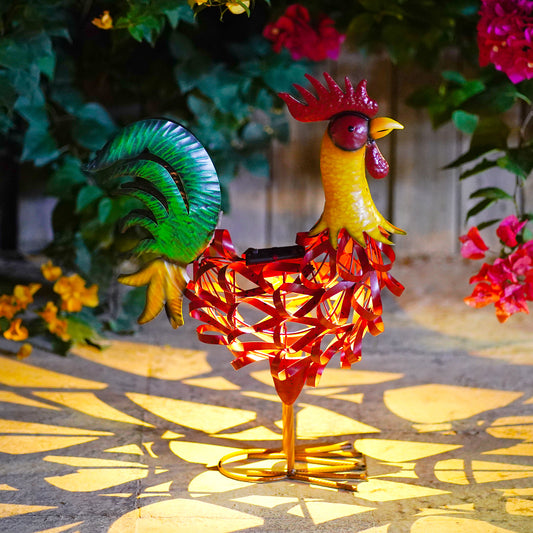 Nacome Metal Rooster Decor for Yard Art: Solar Sculptures & Statues Clearance Lawn Ornaments for Patio Balcony Front Backyard - Gifts for Grandma Mom