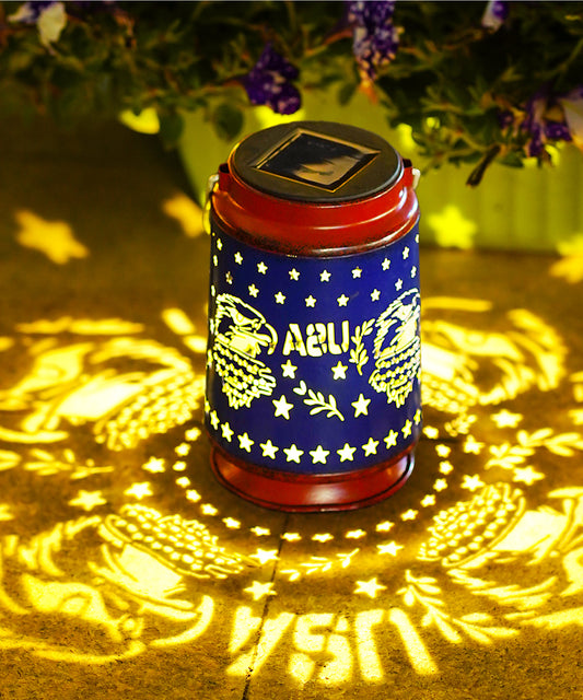 Nacome Solar Lantern for Garden Decor: The United States Flag Waterproof Hanging Metal Decoration with LED Lights for Yard Lawn Porch Patio Landscape Pathway – Birthday Gifts for Mom Grandma Women