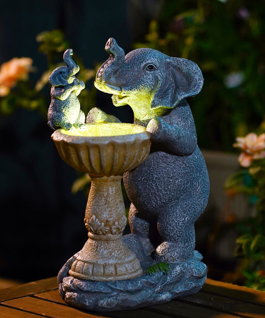 Nacome Solar Elephant Birdbath Garden Statues for Decor: Outdoor Sculpture for Outside Ornament Yard Art Lawn Porch Patio Balcony - Birthday Gifts Choice for Women Mom Grandma Lover