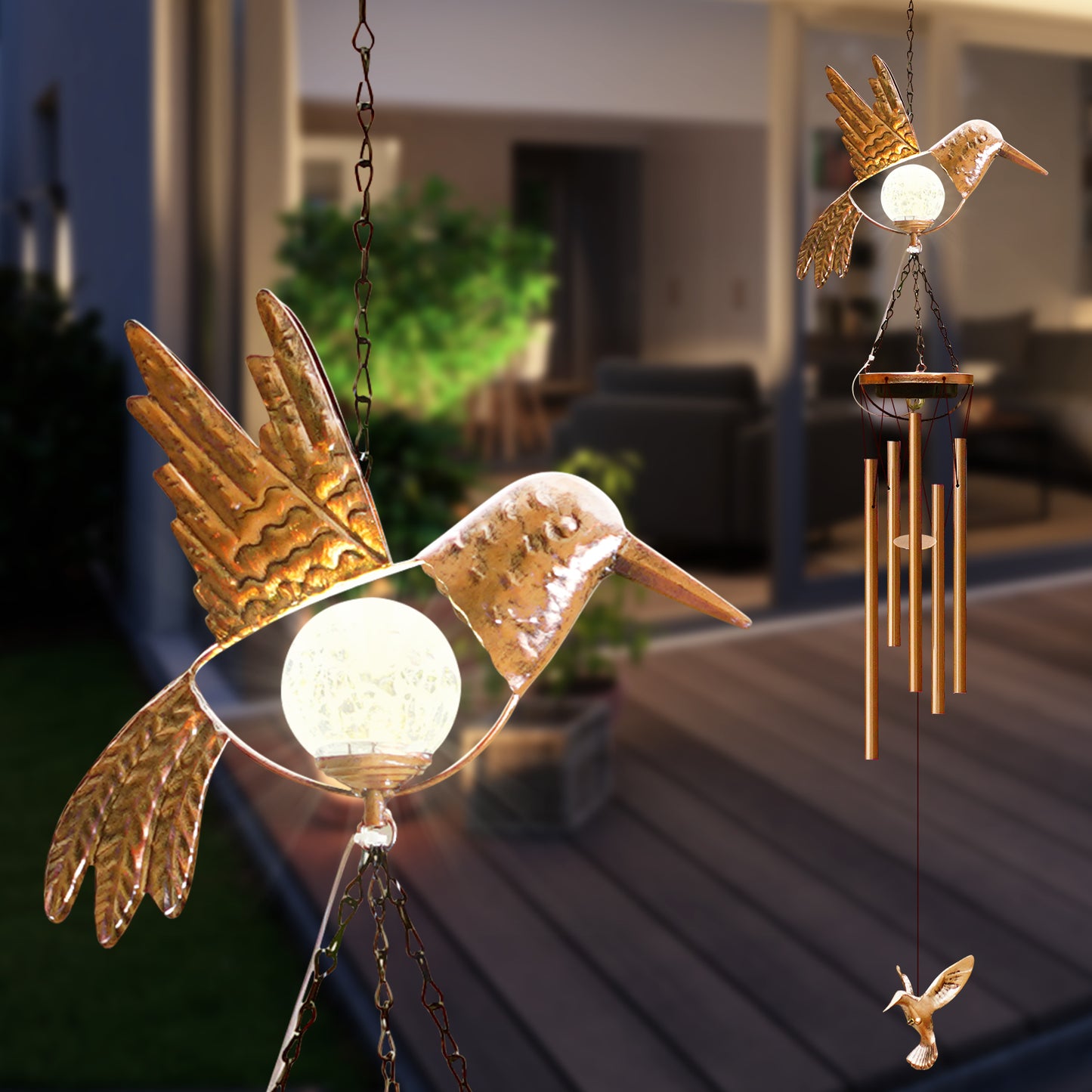 Solar Wind Chimes Outdoor Indoor Decor: Birthday Gifts for Mom/Grandma Outside Solar Lights for Garden Decor(Hummingbird)