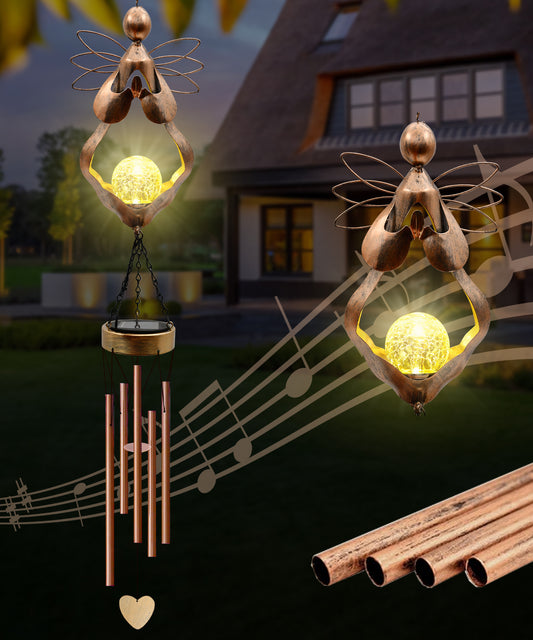 Nacome Solar Angel Wind Chimes Decor: Birthday Gifts for Mom Grandma - Outdoor Lights for Garden Yard Patio Porch