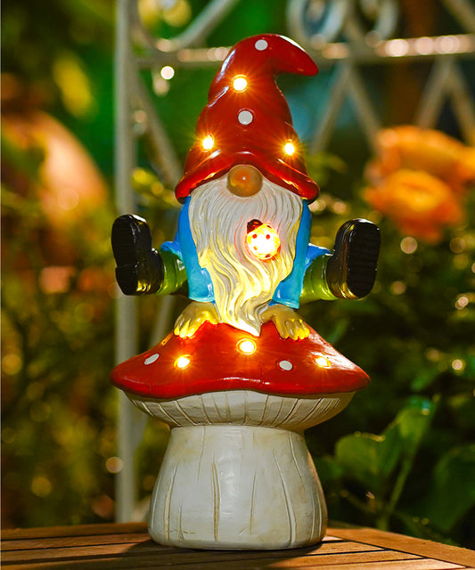 Nacome Solar Gnome Garden Statue for Decor: Outdoor Sculpture with Lights for Outside Ornament Yard Art Lawn Porch Patio Balcony - Birthday Gifts for Women Mom
