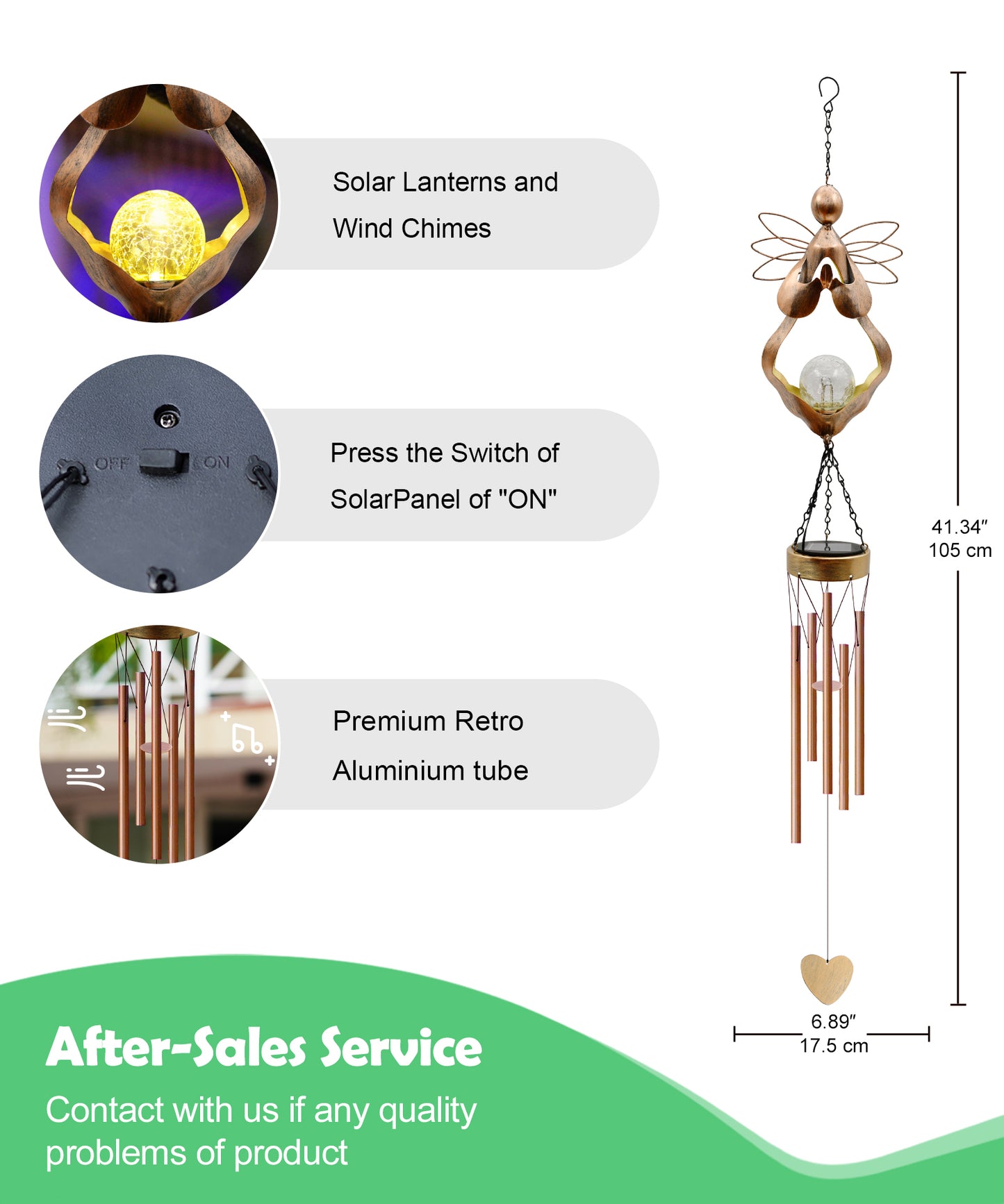 Nacome Solar Angel Wind Chimes Decor: Birthday Gifts for Mom Grandma - Outdoor Lights for Garden Yard Patio Porch