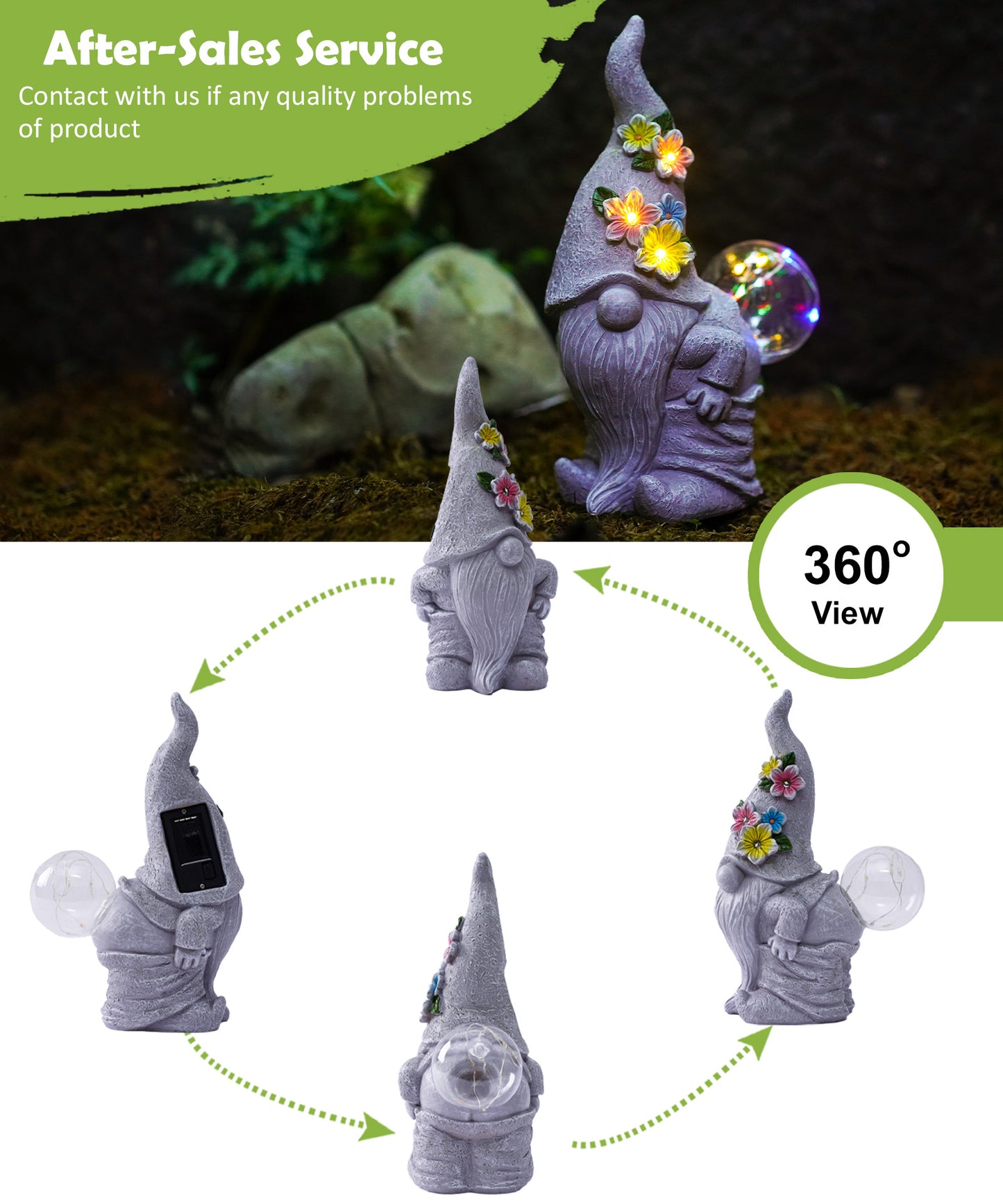 Nacome Solar Funny Gnome Statue for Garden: Outside Decor with Blow Bubbles Ball Lights Clearance for Yard Art Lawn Ornaments Porch Patio Balcony - Birthday Gifts for Grandma Mom Women
