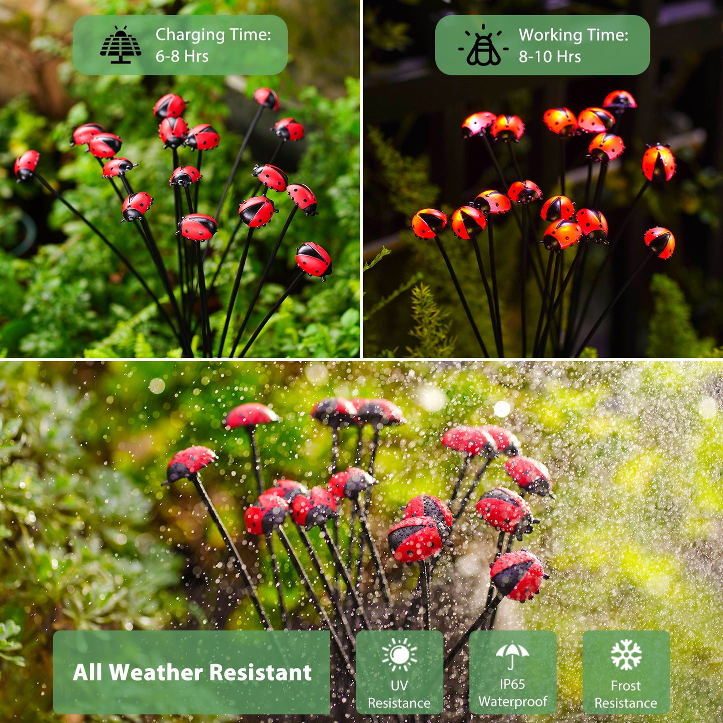 Nacome Solar Garden Lights for Outside: Landscape Decor,Yard Patio Decoration, Waterproof Swaying Bumble Ladybug(2Pack), Mom Gifts for Women