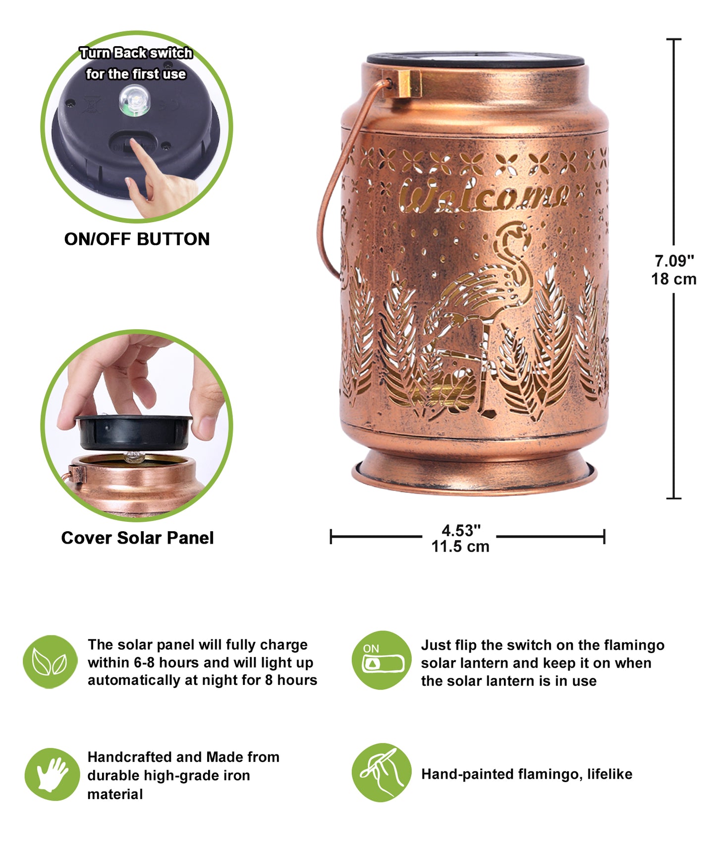 Nacome Flamingo Solar Lantern for Garden Decor: Waterproof Hanging Metal Decoration with LED Lights for Yard Lawn Porch Patio Landscape Pathway – Birthday Gifts for Mom Grandma Women