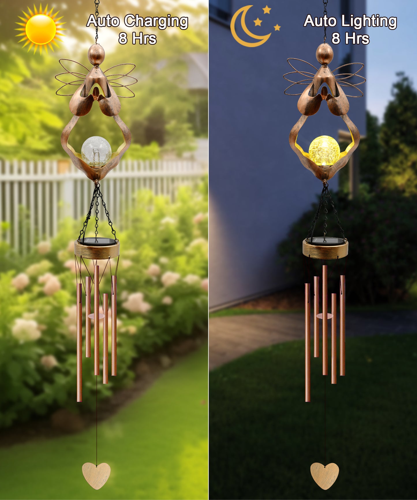 Nacome Solar Angel Wind Chimes Decor: Birthday Gifts for Mom Grandma - Outdoor Lights for Garden Yard Patio Porch