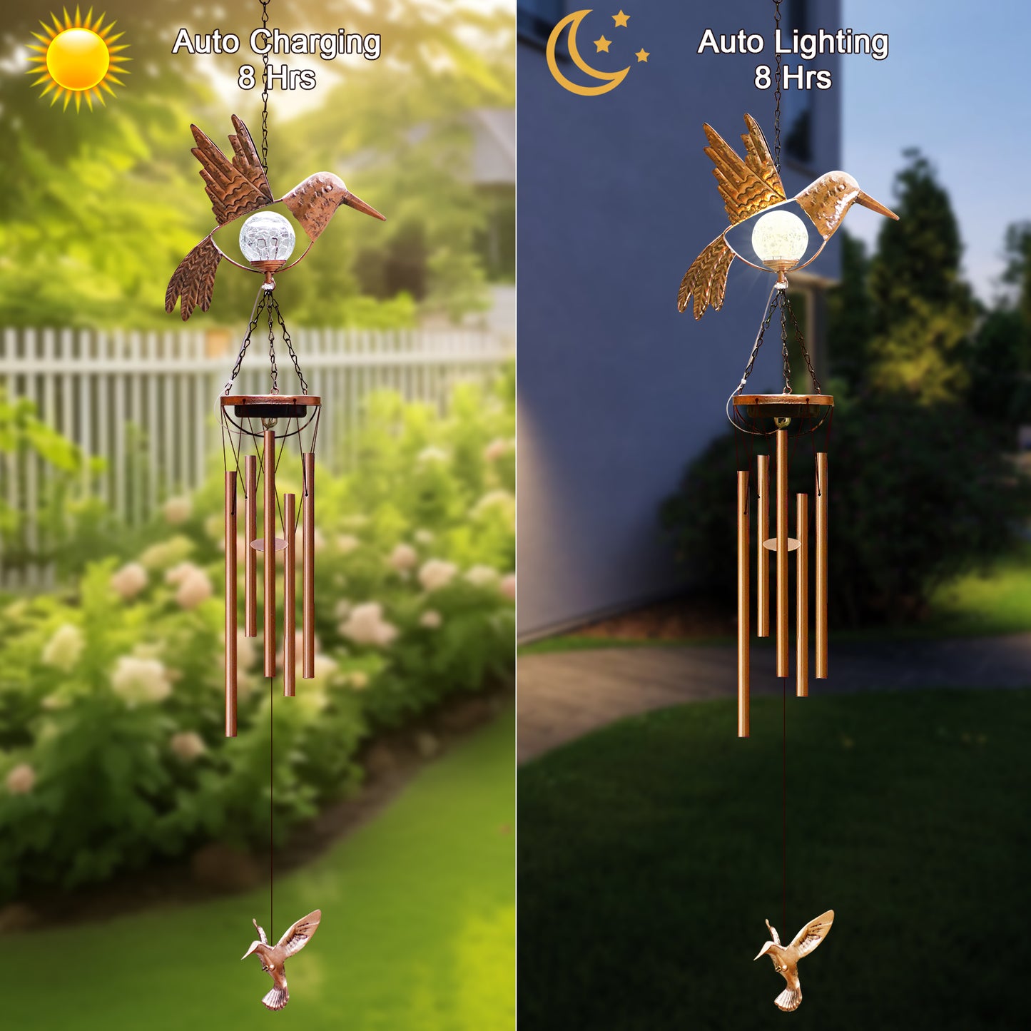Solar Wind Chimes Outdoor Indoor Decor: Birthday Gifts for Mom/Grandma Outside Solar Lights for Garden Decor(Hummingbird)