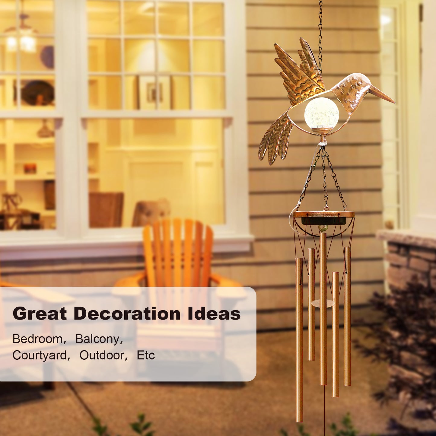 Solar Wind Chimes Outdoor Indoor Decor: Birthday Gifts for Mom/Grandma Outside Solar Lights for Garden Decor(Hummingbird)