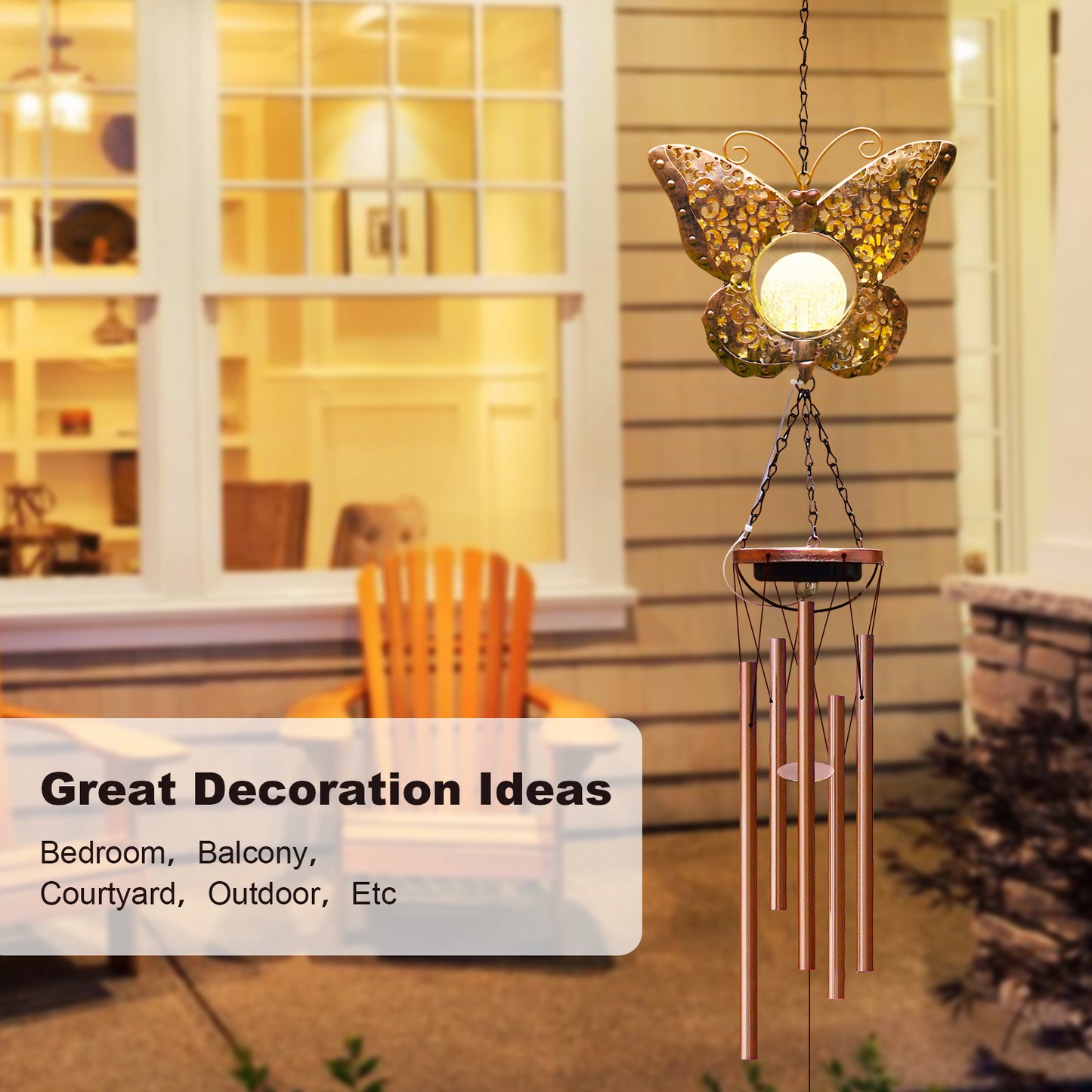 Solar Wind Chimes Outdoor Indoor Decor: Birthday Gifts for Mom/Grandma Outside Solar Lights for Garden Decor(Butterfly)