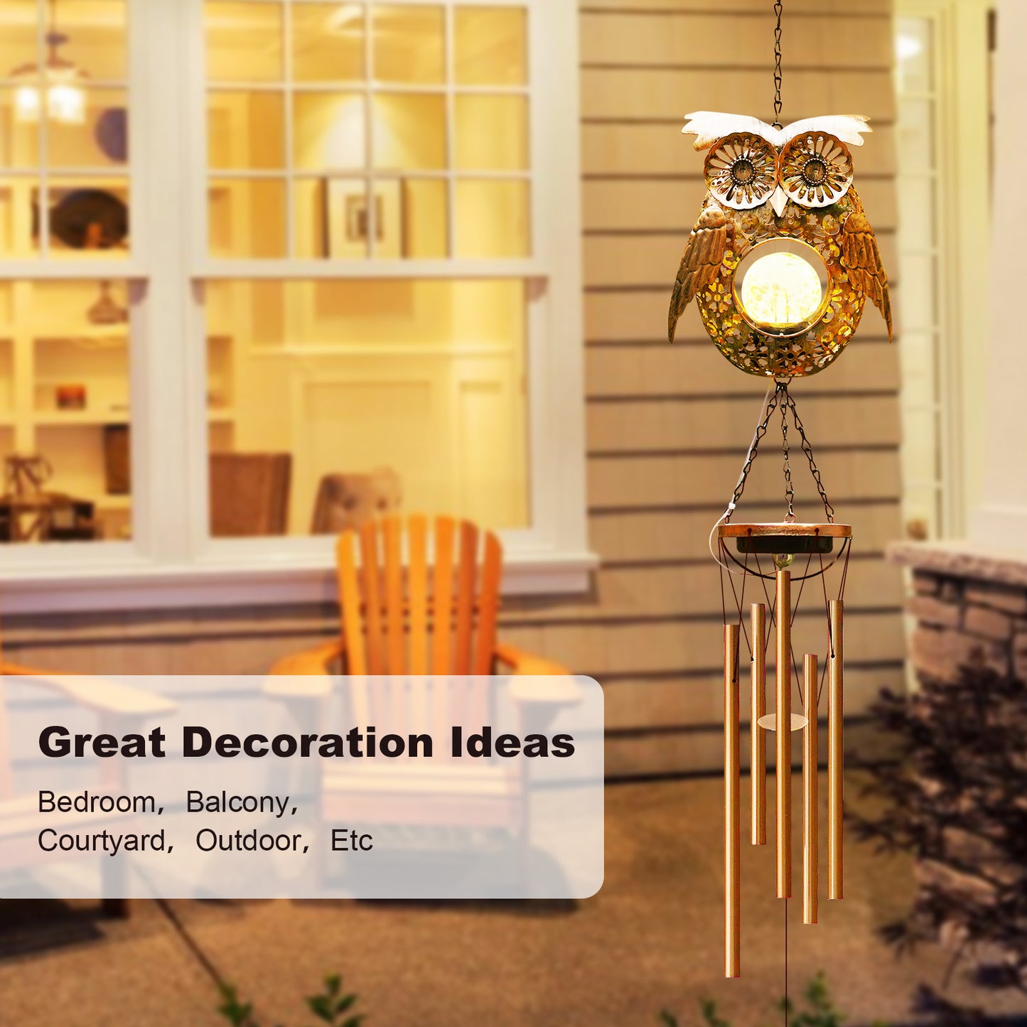 Solar Wind Chimes Outdoor Indoor Decor: Birthday Gifts for Mom/Grandma Outside Solar Lights for Garden Decor(Owl)