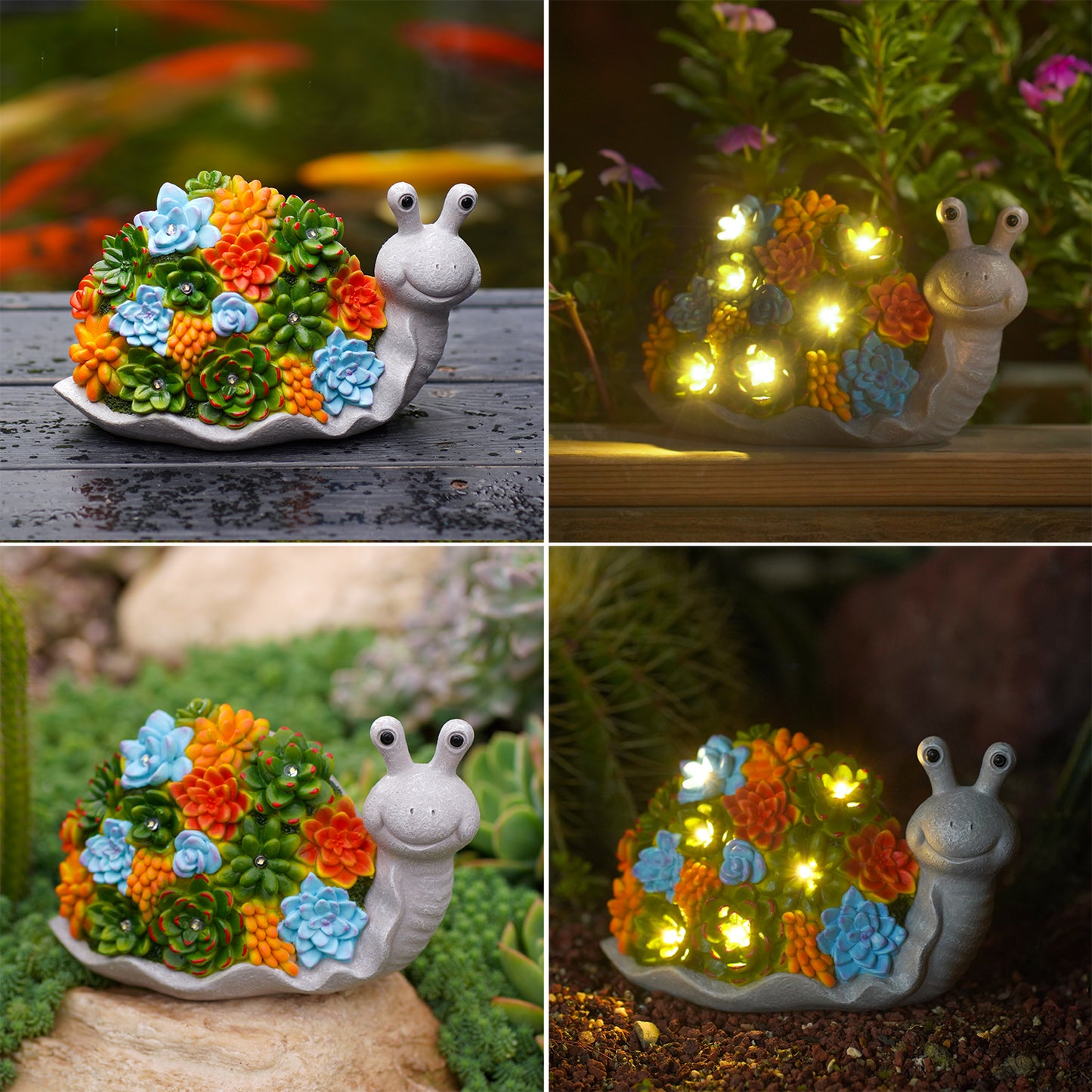 Nacome Snail Statues with Succulent for Garden Decor: Solar Outdoor Clearance Outside Yard Art Porch Patio Balcony Front Lawn Ornaments –Birthday Gifts for Mom Grandma Women