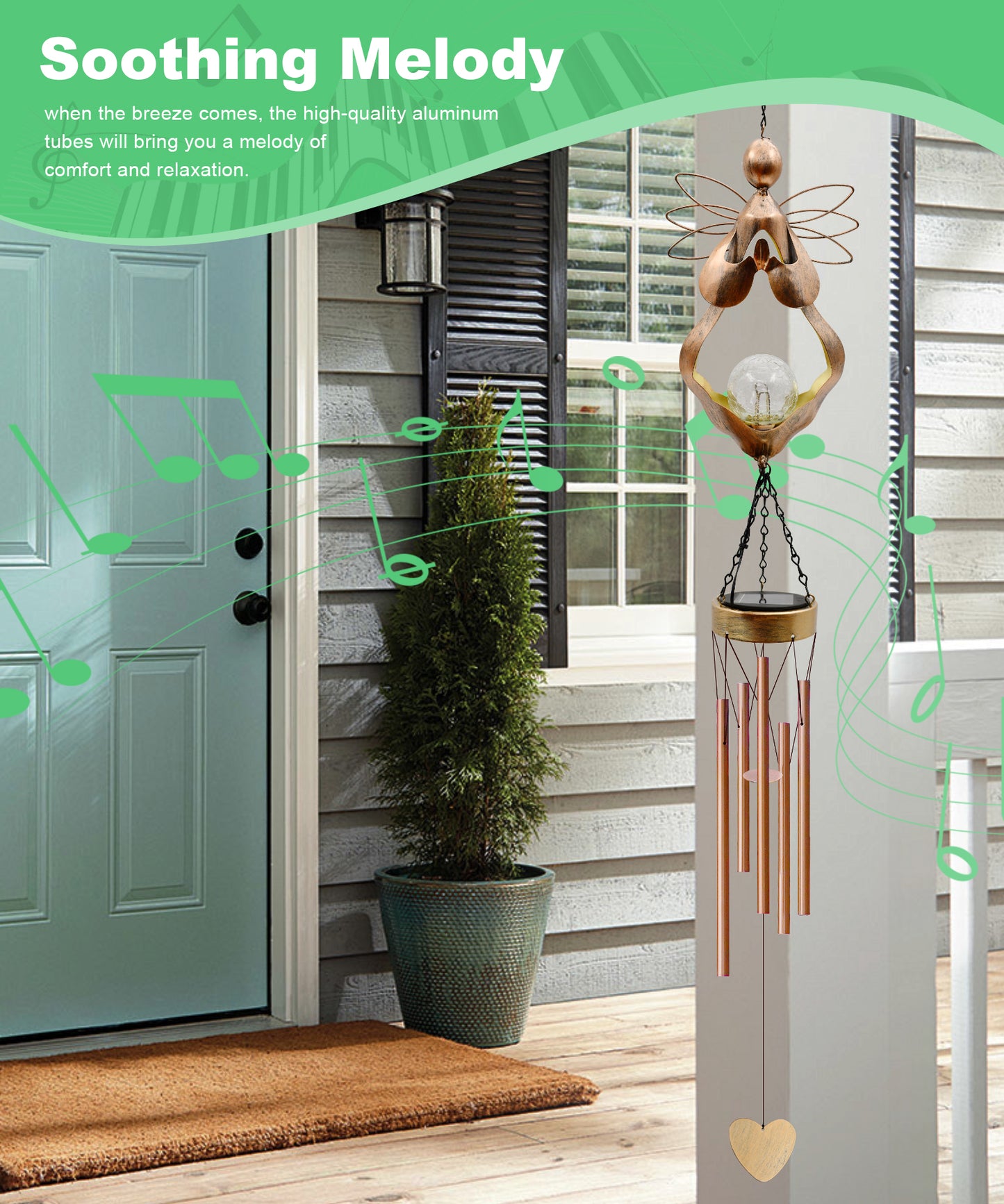 Nacome Solar Angel Wind Chimes Decor: Birthday Gifts for Mom Grandma - Outdoor Lights for Garden Yard Patio Porch