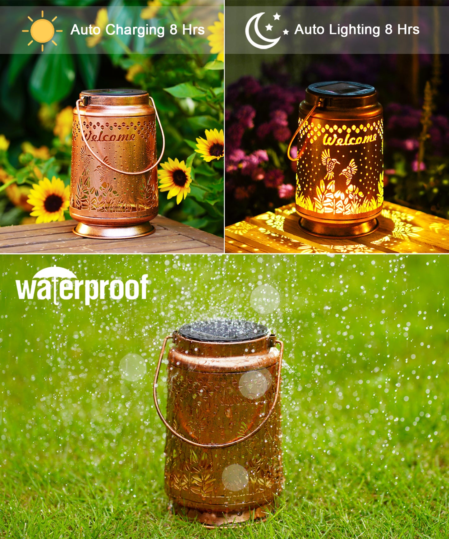 Nacome Bird Solar Lantern for Garden Decor: Waterproof Hanging Metal Decoration with LED Lights for Yard Lawn Porch Patio Landscape Pathway – Birthday Gifts for Mom Grandma Women