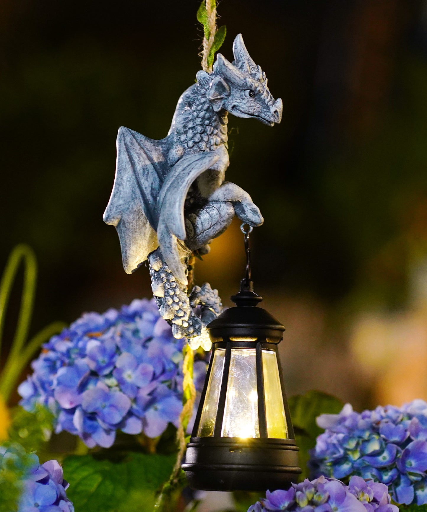 Nacome Solar Dragon Outdoor Statues for Garden: Outside Hanging Climbing Sculptures with Lantern Decor for Yard Art Porch Balcony - Birthday Gifts for Grandma Mom Women