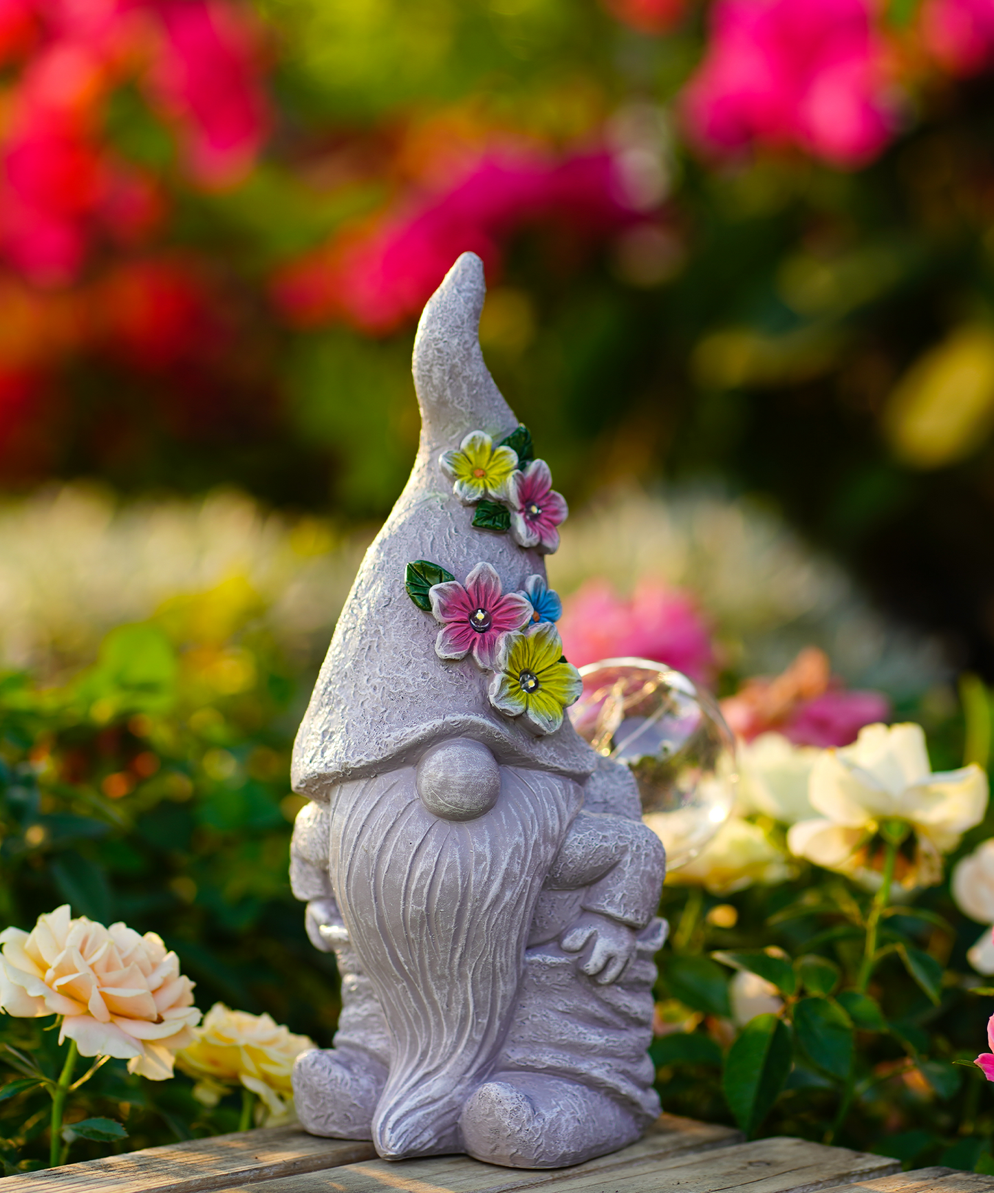 Nacome Solar Funny Gnome Statue for Garden: Outside Decor with Blow Bubbles Ball Lights Clearance for Yard Art Lawn Ornaments Porch Patio Balcony - Birthday Gifts for Grandma Mom Women