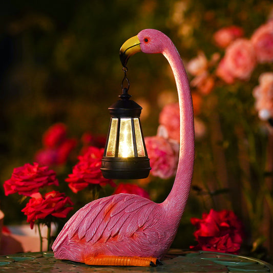 Nacome Solar Flamingo Outdoor Statues for Garden: Outside Decor with Lantern Clearance for Yard Art Lawn Ornaments Porch Patio Balcony Home House - Birthday Gifts for Grandma Mom Women