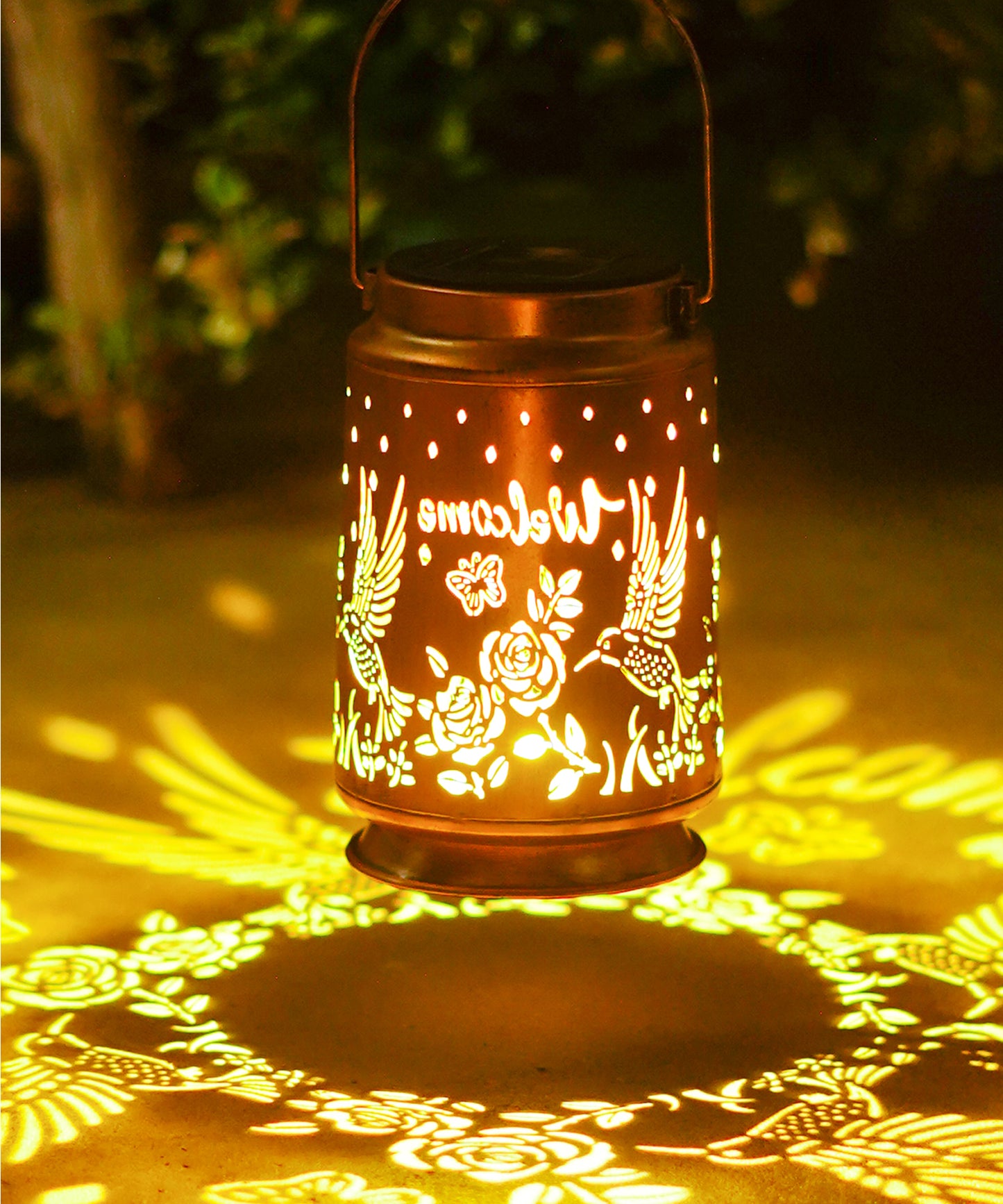 Nacome Bird Solar Lantern for Garden Decor: Butterfly Waterproof Hanging Metal Decoration with LED Lights for Yard Lawn Porch Patio Landscape Pathway