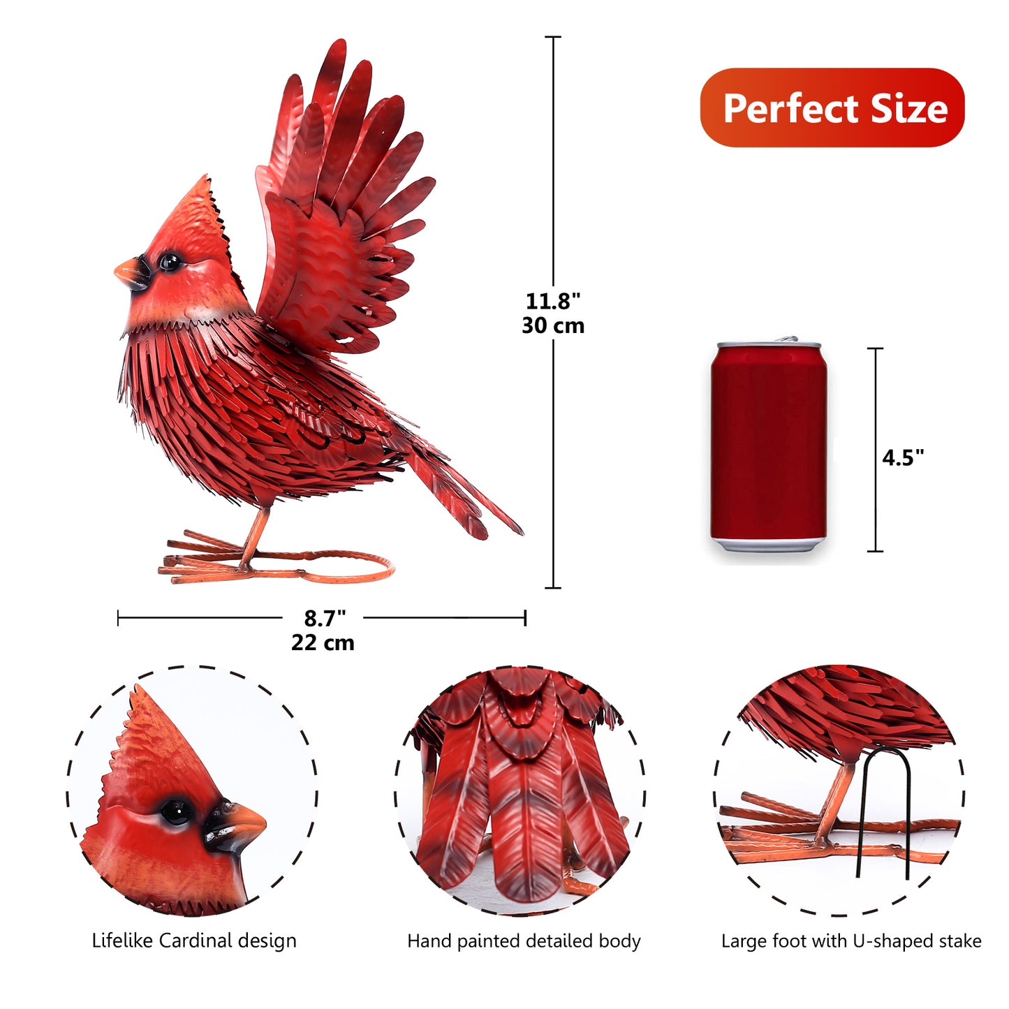 Cardinal Garden Decor Metal Yard Art Gifts - Garden Sculptures & Statues Large Red Bird Outdoor Decor,Gifts for Christmas/mom/Grandma/Wife/Daughter/Sister/Aunt/Grandma,Birthday Gifts for Women,Mother