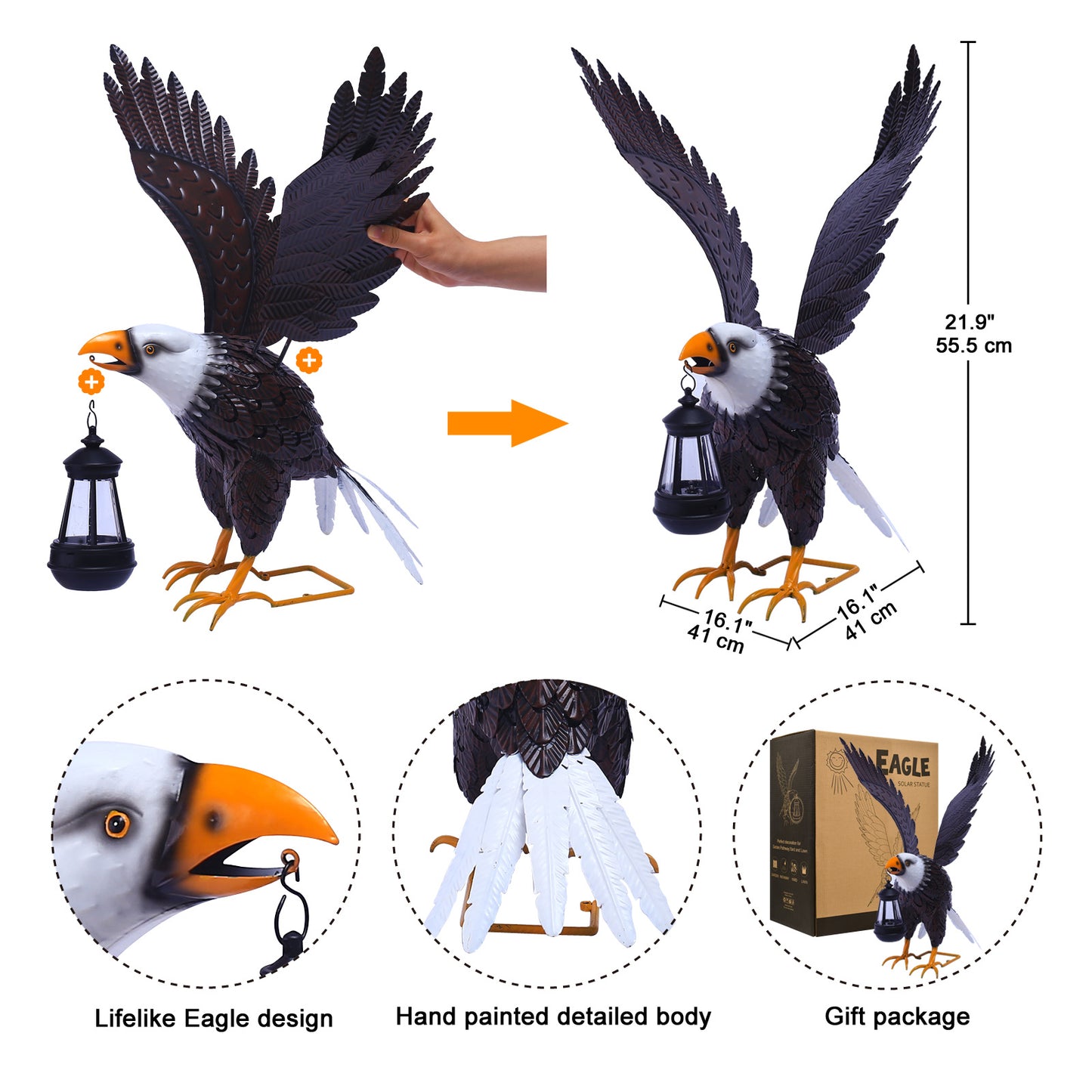 Nacome Metal Bald Eagle Large Outdoor Statues,Yard Decorations Outdoor Garden Sculptures & Statues，Garden Gifts