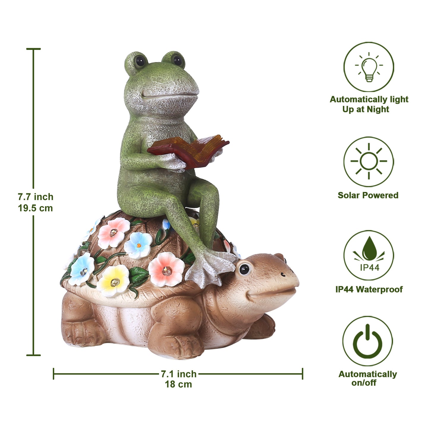 Nacome Solar Frog Riding Turtle for Garden Decor - Outdoor Statues for Patio,Yard,Balcony Ornament,Turtle Gifts for Women/Mom/Grandma,Mom's Best Gift