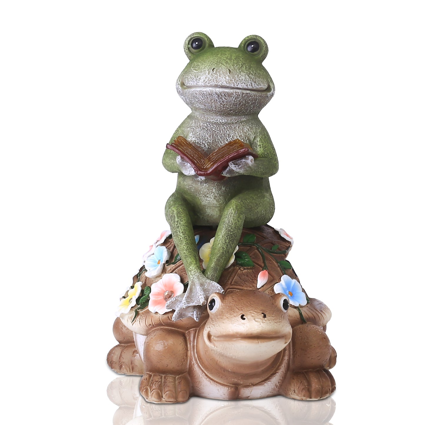 Nacome Solar Frog Riding Turtle for Garden Decor - Outdoor Statues for Patio,Yard,Balcony Ornament,Turtle Gifts for Women/Mom/Grandma,Mom's Best Gift