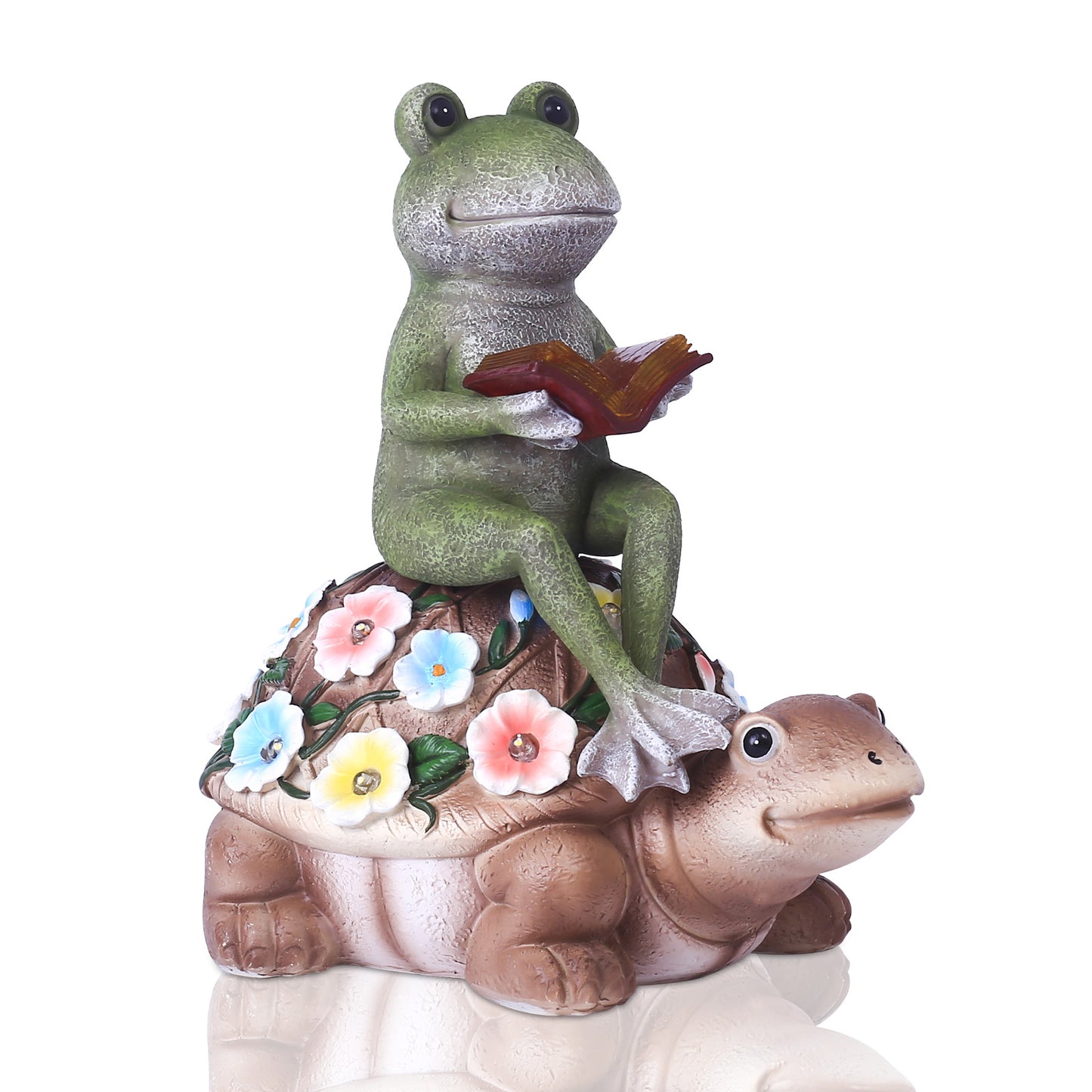 Nacome Solar Frog Riding Turtle for Garden Decor - Outdoor Statues for Patio,Yard,Balcony Ornament,Turtle Gifts for Women/Mom/Grandma,Mom's Best Gift