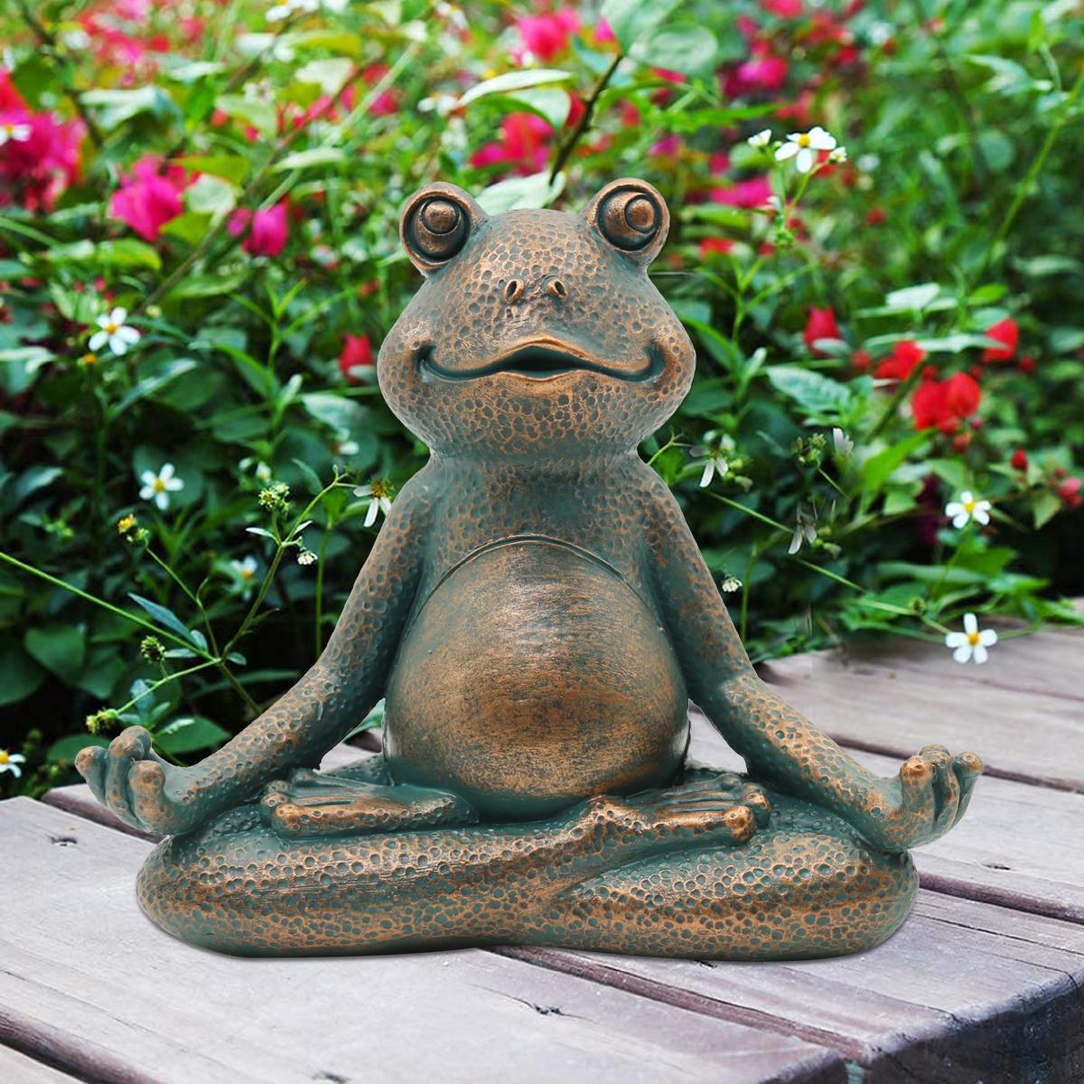 Nacome Meditating Frog Miniature Figurine,Zen Yoga Frog Garden Statue Ornament- Indoor/Outdoor Garden Sculpture for Fairy Garden,Home, Patio,Deck,Porch Yard Art Decoration,5 inch(Copper)Christmas Gift