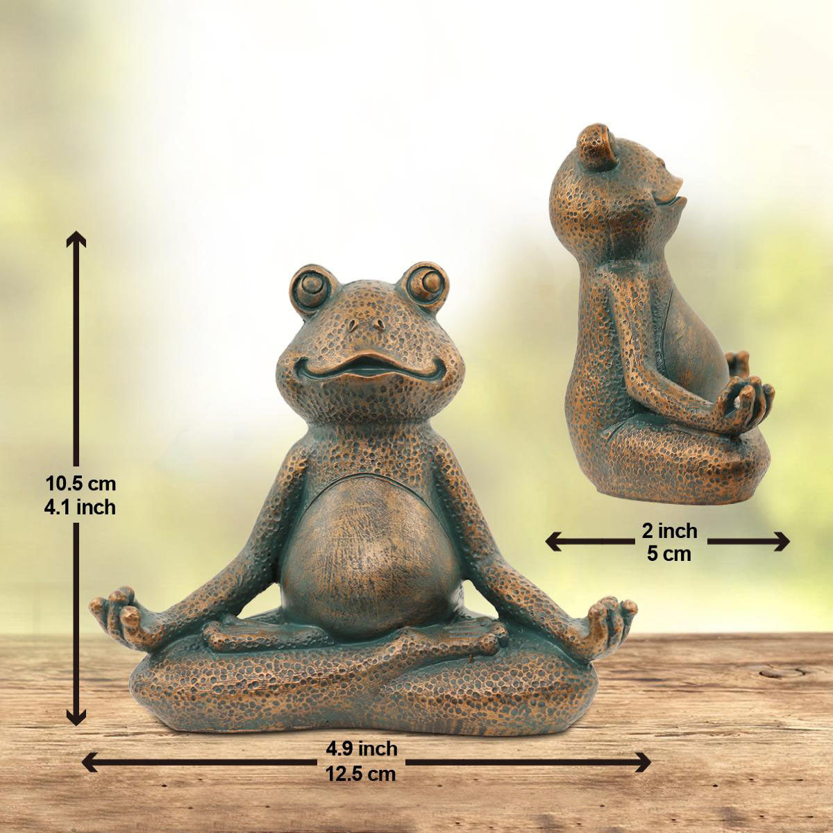 Nacome Meditating Frog Miniature Figurine,Zen Yoga Frog Garden Statue Ornament- Indoor/Outdoor Garden Sculpture for Fairy Garden,Home, Patio,Deck,Porch Yard Art Decoration,5 inch(Copper)Christmas Gift