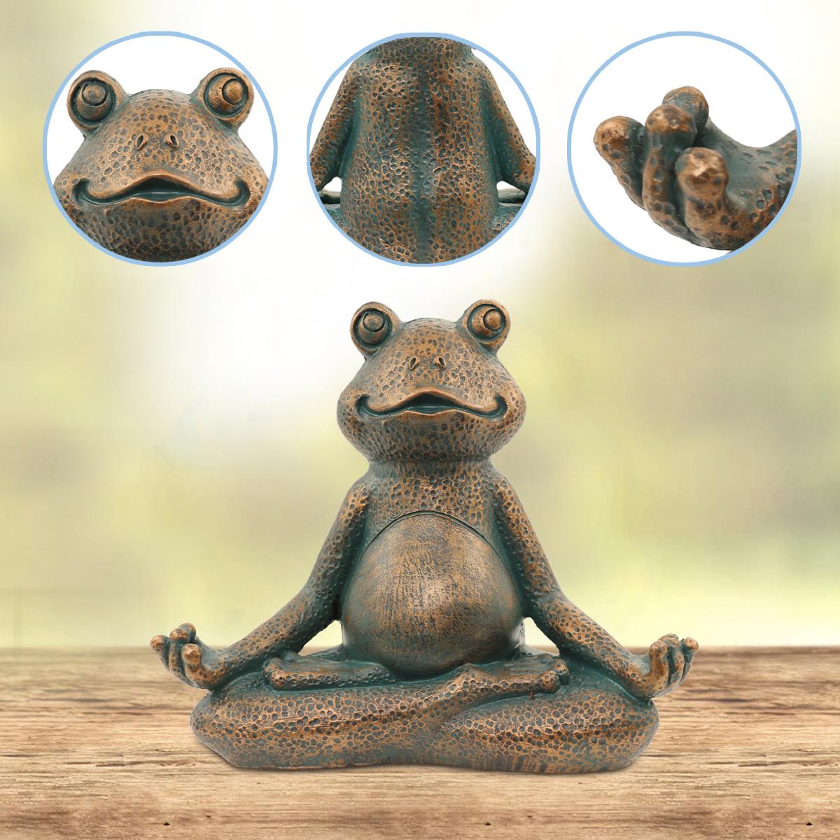 Nacome Meditating Frog Miniature Figurine,Zen Yoga Frog Garden Statue Ornament- Indoor/Outdoor Garden Sculpture for Fairy Garden,Home, Patio,Deck,Porch Yard Art Decoration,5 inch(Copper)Christmas Gift