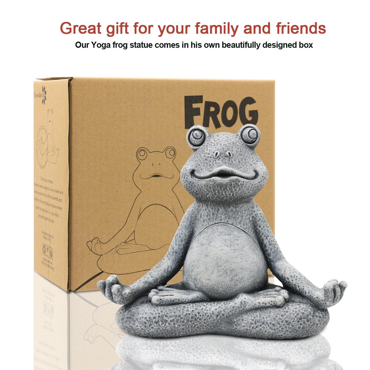 Nacome Meditating Frog Miniature Figurine, Zen Yoga Frog Statue Ornament - Indoor/Outdoor Garden & Home Decoration, 5 inch (Grey)